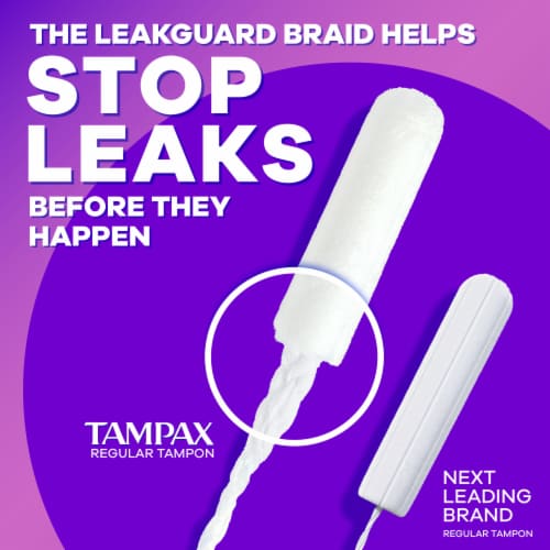 Tampax Radiant LeakGuard Protection Tampons Trio Pack Regular/Super/Super Plus Absorbency Unscented Perspective: top