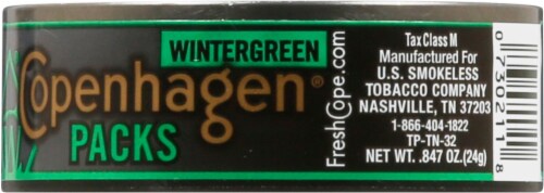 Copenhagen® Wintergreen Packs Smokeless Tobacco Perspective: top