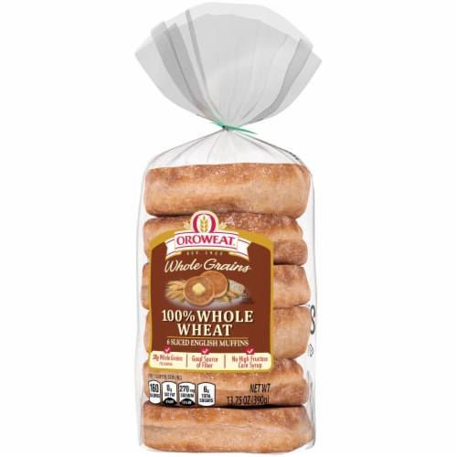 Oroweat 100% Whole Wheat English Muffins Perspective: top