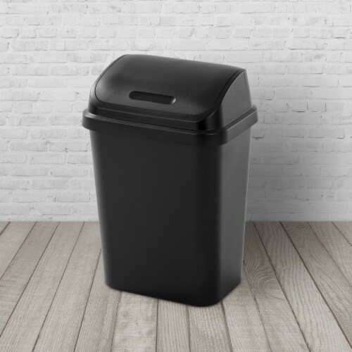 Sterilite Plastic SwingTop Trash Can - Black Perspective: top