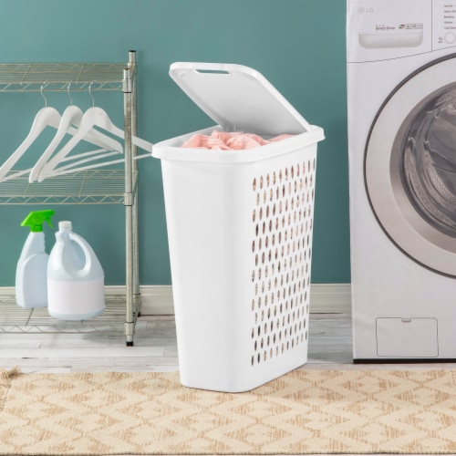 Sterilite Plastic Slim Laundry Hamper - White Perspective: top