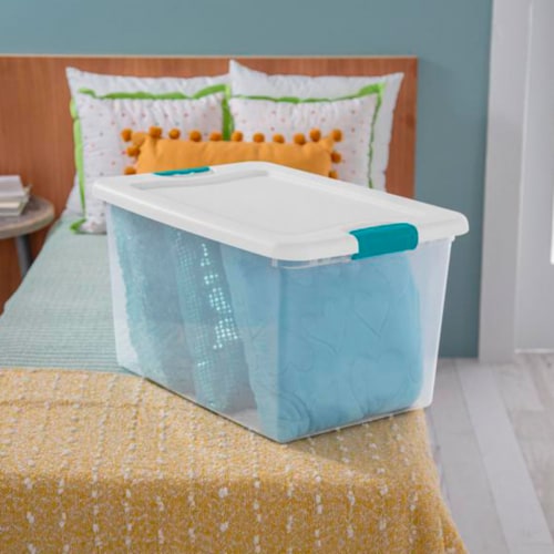 Sterilite Latching Storage Box - Clear/White Perspective: top