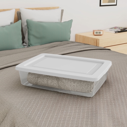 Sterilite 28 Quart Plastic Storage Box - White Perspective: top