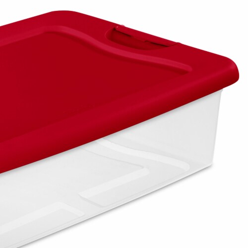 Sterilite 32 Quart Latch Box - Red Lid Perspective: top