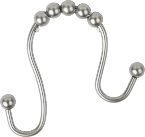 Zenna Home Easy-Glide Double Roller Shower Curtain Hooks - Brushed Nickel Perspective: top