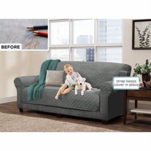 Smart Fit 3-Piece Reversible Suede Sofa Cover in suede 