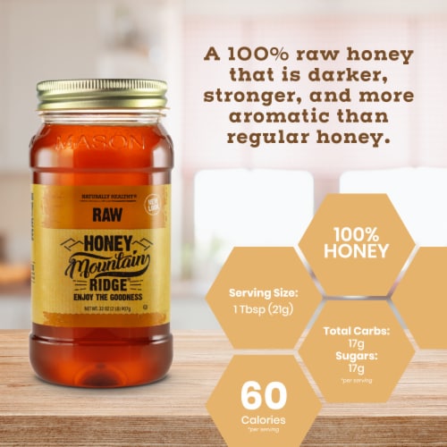 Naturally Healthy Raw Honey 32 oz Perspective: top