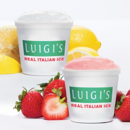 Luigi's Lemon & Strawberry Real Italian Ice 6 - 6 fl oz Cups Perspective: top