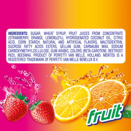 Mentos Fruit Flavored Chewy Mint Candy Roll Perspective: top
