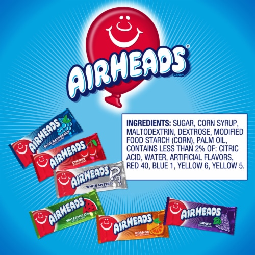 Airheads Individually Wrapped Assorted Flavored Mini Candy Bars Perspective: top