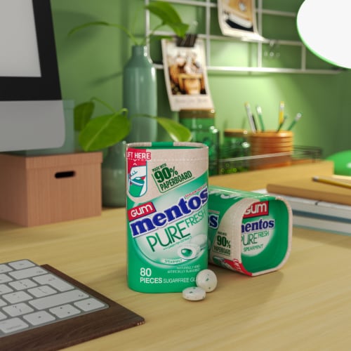 Mentos Pure Fresh Sugar Free Spearmint Flavored Chewing Gum Perspective: top