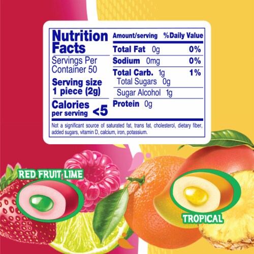 Mentos Sugar Free Red Fruit Lime Tropical Flavored Chewing Gum Perspective: top