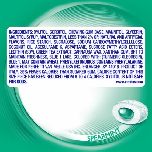Mentos Pure Fresh Sugar-Free Spearmint Flavored Chewing Gum Perspective: top