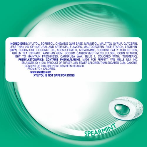 Mentos Pure Fresh Sugar Free Spearmint Flavor Chewing Gum Perspective: top