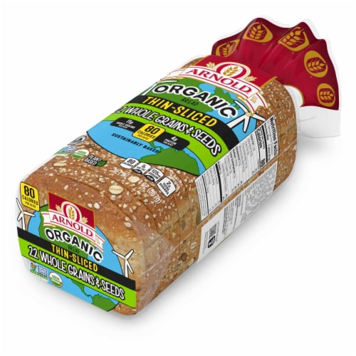 Arnold Organic 22 Whole Grains & Seeds Thin Sliced Bread Perspective: top