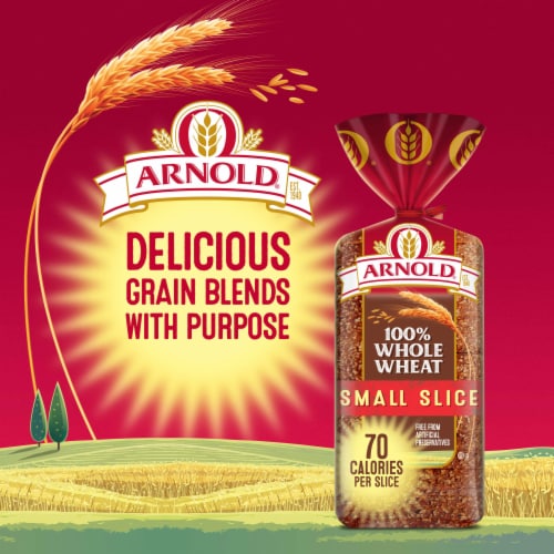 Arnold® Small Slice 100% Whole Wheat Bread Perspective: top