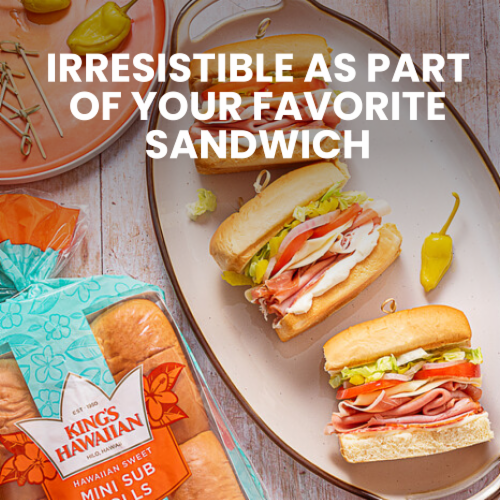 King's Hawaiian® Sweet Mini Sub Rolls Perspective: top