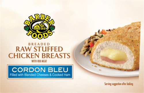 Barber Foods® Breaded Raw Stuffed Chicken Cordon Bleu Perspective: top