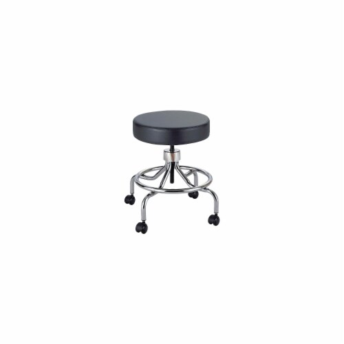 Safco Low Base Screw Lift Lab Stool - Black Vinyl Seat - Black - 1 Each