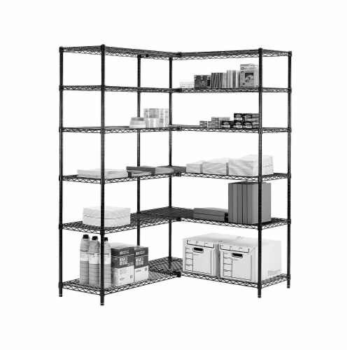 Safco Industrial Wire Shelving Starter Kit Four-Shelf 48w x 18d x 72h Black 5291BL Perspective: top