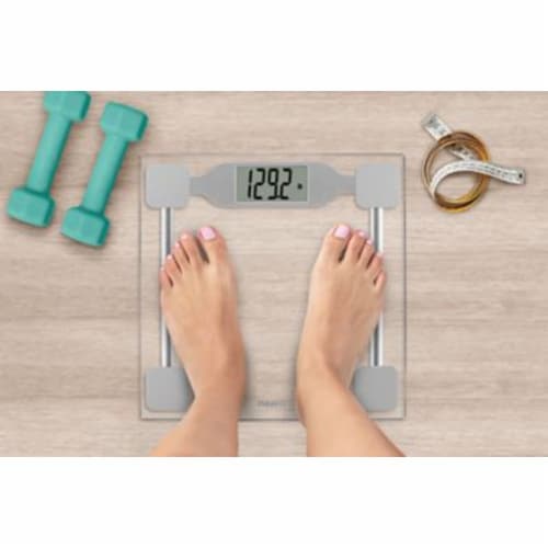 Thinner® by Conair™ Digital Precision Glass Bathroom Scale in Silver, 1
