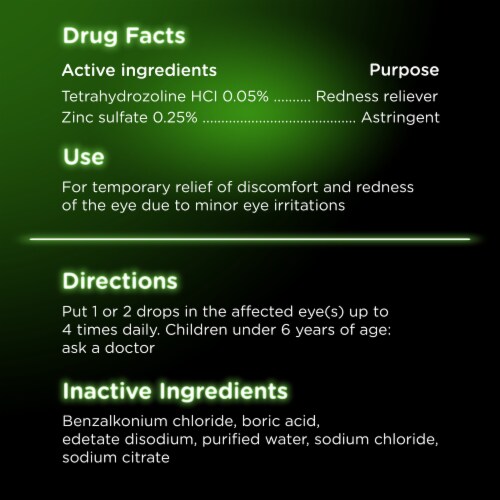 Visine Itchy Eye Relief for itchy, red, watery eyes Eye Drops Zinc Sulfate & Tetrahydrozoline HCl Perspective: top