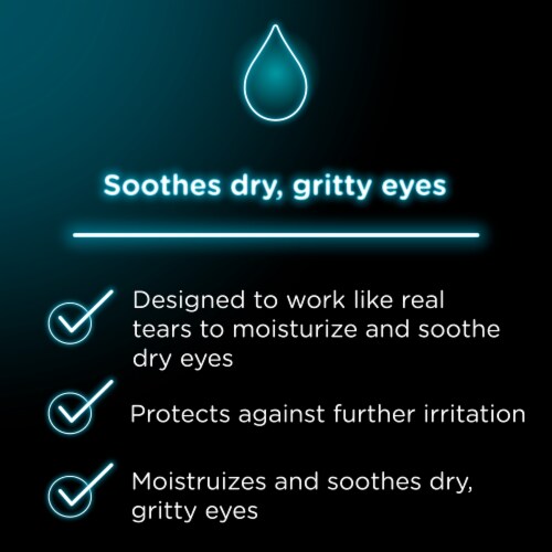 Visine Dry Eye Relief moisturizes & soothes dry gritty eyes Eye Drops Polyethylene Glycol 400 Perspective: top