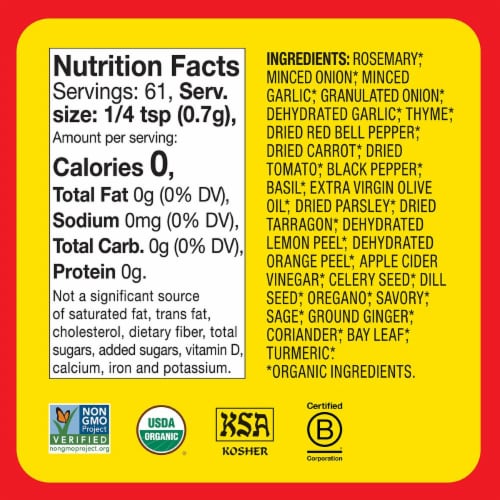 Bragg® Organic Sprinkle 24 Herbs & Spices Seasoning Perspective: top
