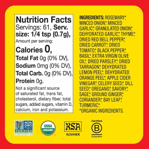 Bragg® Organic Sprinkle 24 Herbs & Spices Seasoning Perspective: top