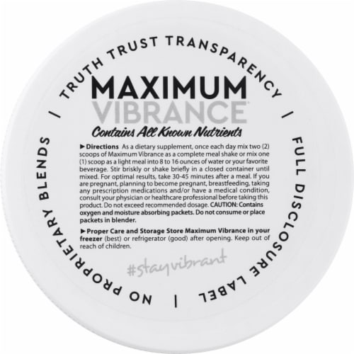 Vibrant Health Maximum Vibrance Vanilla Bean Multi Supplement Powder Perspective: top