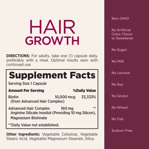 Nature’s Bounty Optimal Solutions Hair Growth Supplement Capsules, Biotin 10,000 mcg Perspective: top