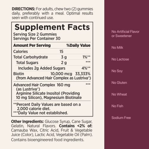 Nature’s Bounty Optimal Solutions Hair Growth Peach Mango Gummies with 10,000 mcg Biotin Perspective: top
