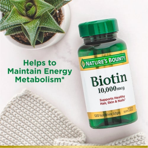 Nature’s Bounty Biotin Supports Health Hair, Skin & Nails Sofgels, 10000 mcg Perspective: top