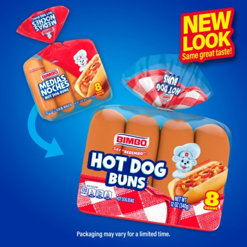 Bimbo White Hot Dog Buns Perspective: top