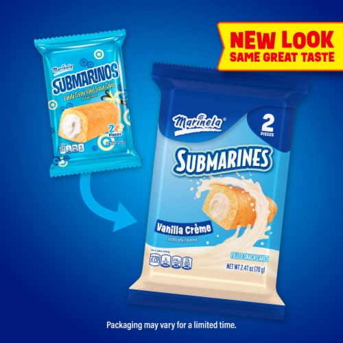 Marinela Submarines Vanilla Cream Filled Snack Cakes Perspective: top