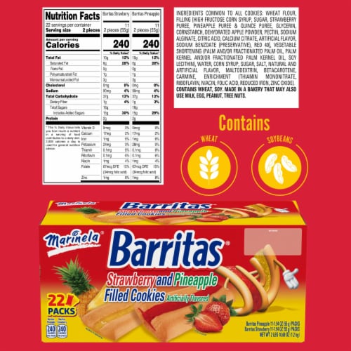 Marinela Barritas Assorted Strawberry and Pineapple Filled Cookies Perspective: top