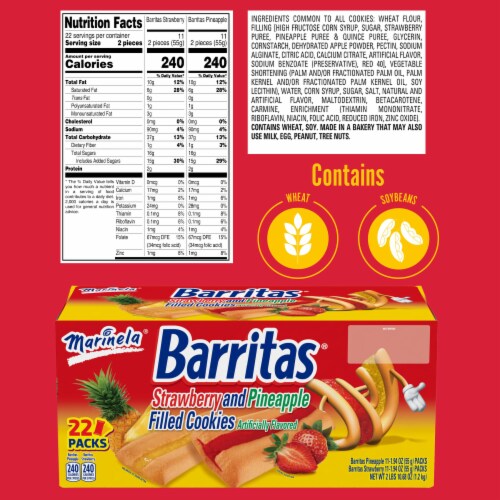 Marinela Barritas Assorted Strawberry and Pineapple Filled Cookies Perspective: top