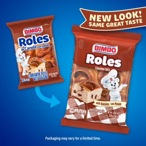 Bimbo Roles de Canela con Pasas Cinnamon Rolls with Raisins Perspective: top