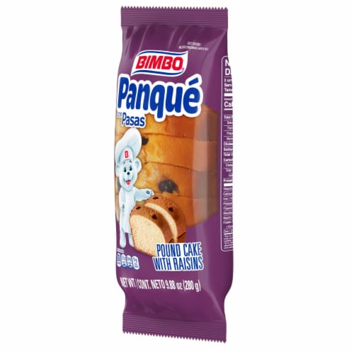 Bimbo Panqué con Pasas Plain Pound Cake with Raisins Perspective: top