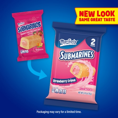 Marinela Submarines Strawberry Crème Filled Snack Cakes Perspective: top