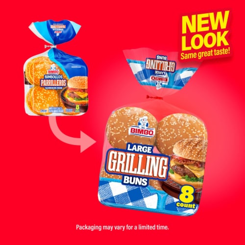 Bimbo Bimbollos Parrilleros Sesame Seeds Large Hamburger Buns Perspective: top
