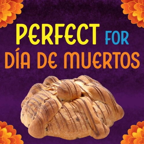 Bimbo Pan de Muerto Cinnamon & Chocolate Drizzled Sweet Bread Pan Dulce with Chocolate Chips Perspective: top