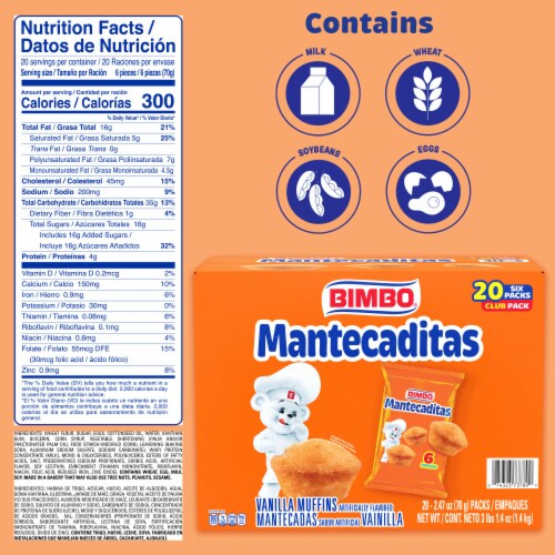 Bimbo Mantecaditas Vanilla Mini Muffins Perspective: top
