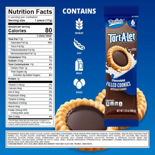 Marinela Tart-A-Let Chocolate Filled Cookies Perspective: top