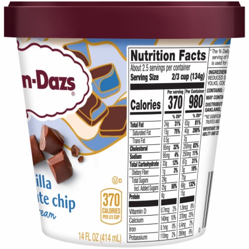 Haagen Dazs® Vanilla Chocolate Chip Ice Cream Pint Perspective: top