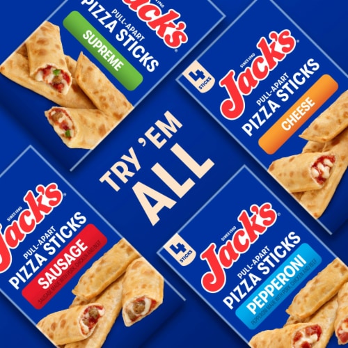 Jack’s Pull-Apart Sausage Pizza Sticks Extra Large Pizza Frozen Snack Rolls Perspective: top