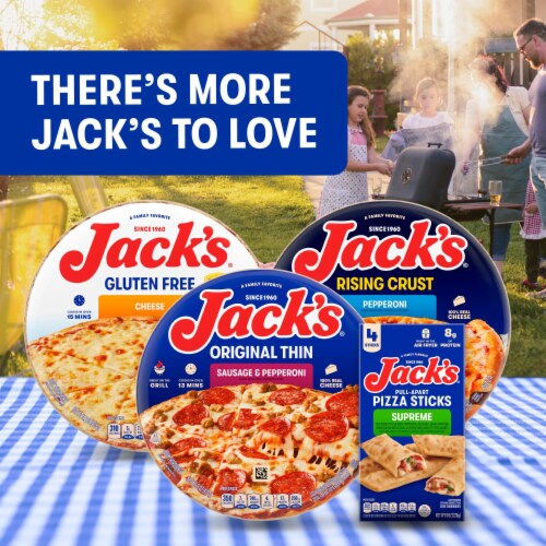  Jack’s Original Thin Pepperoni Pizza Thin Crust Meat Pizza Frozen Perspective: top