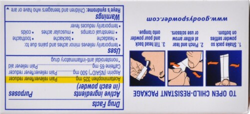 Goodys Orange headache Powder Perspective: top