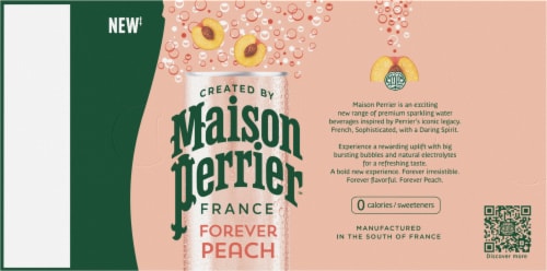 Maison Perrier™ Peach Flavored Sparkling Water Cans Perspective: top