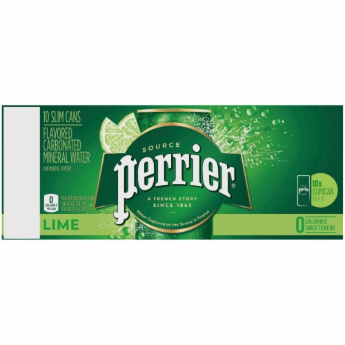 Perrier Lime Flavored Carbonated Mineral Water 10 Count Perspective: top